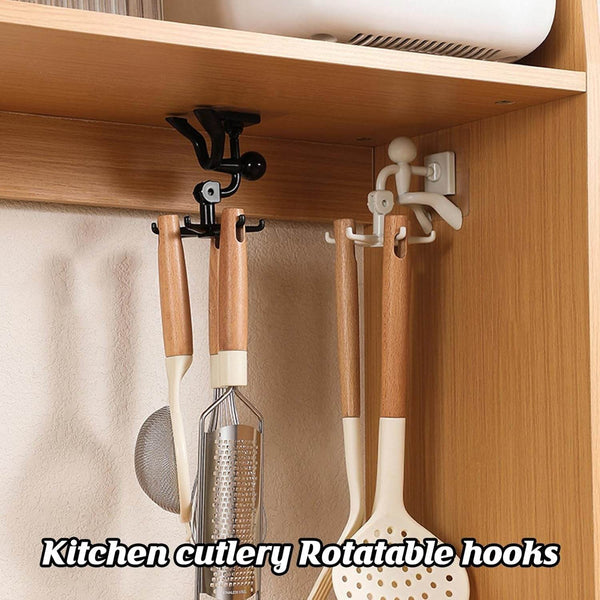 360° Rotating 6-Claw Hook – Kitchen & Bathroom Organizer (1 Pc | White) - dailyneed.life