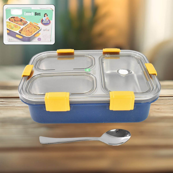 3 Compartment Transparent Stainless Steel Lunch Box for Kids - dailyneed.life