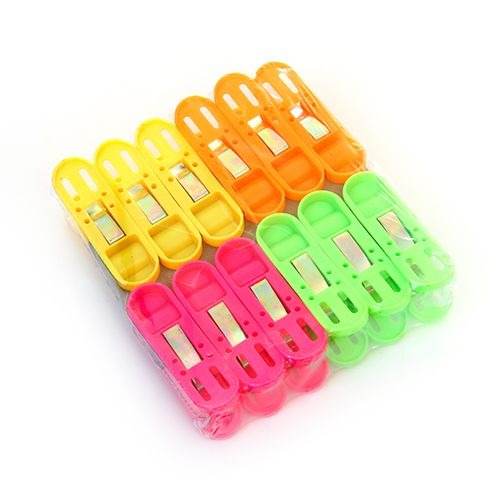 Cloth Drying Non-Slip Light Plastic Clips (Multicolour) (Pack of 12) - dailyneed.life
