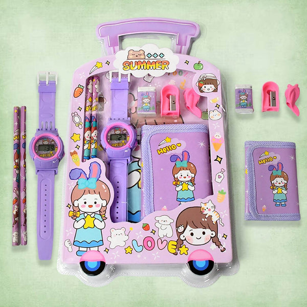 Stationery Set for Kids – 7-in-1 School Kit with Pencils, Eraser, Sharpener, Pouch & More (Pack of 7 Pcs) - dailyneed.life
