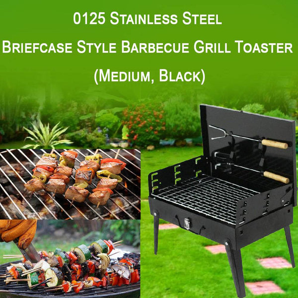 Stainless Steel Briefcase Style Barbecue Grill Toaster (Medium, Black) - dailyneed.life