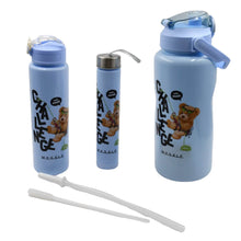 Plastic Water Bottle Set – BPA-Free, Leak-Proof, Cartoon Design for Kids & Gym (3 Pc Set) - dailyneed.life