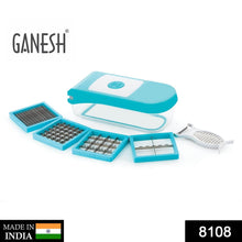 Ganesh 7 in 1 Plastic Vegetable Dicer, Blue - dailyneed.life