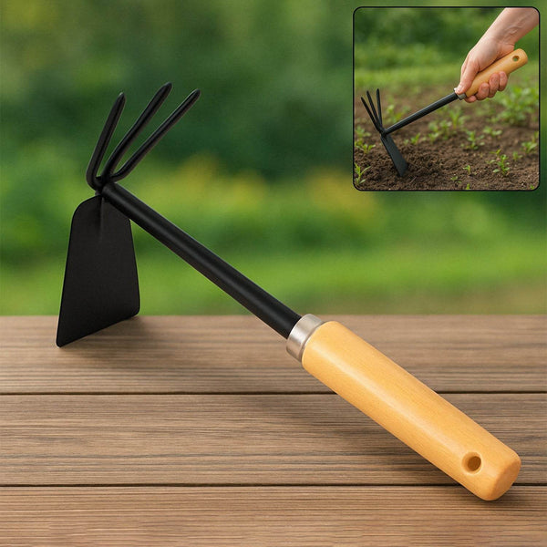 2 in 1 Double Hoe Gardening Tool with Wooden Handle - dailyneed.life
