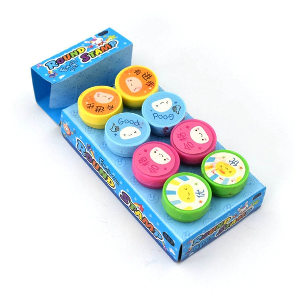 Emoticon Stamps 8 pieces in Round Shape Stamp for Kids Theme Stamps for School Craft & Prefect Gift for Teachers, Parents and Students (Multicolor) - dailyneed.life