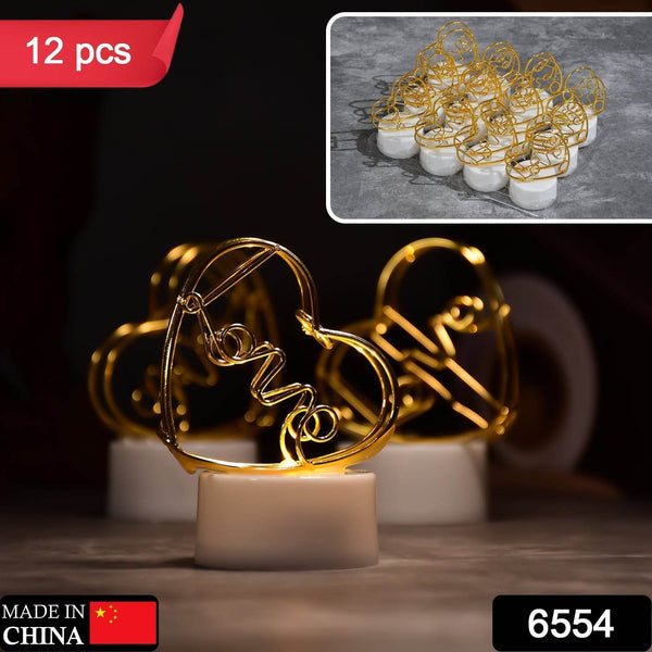 Set of 12 Multicolor Flameless Heart Candles for Decoration, Diwali - dailyneed.life