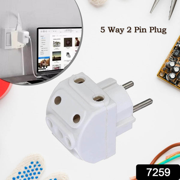 5-Way 2 Pin Multi-Plug Socket / Converter (1 Pc) - dailyneed.life