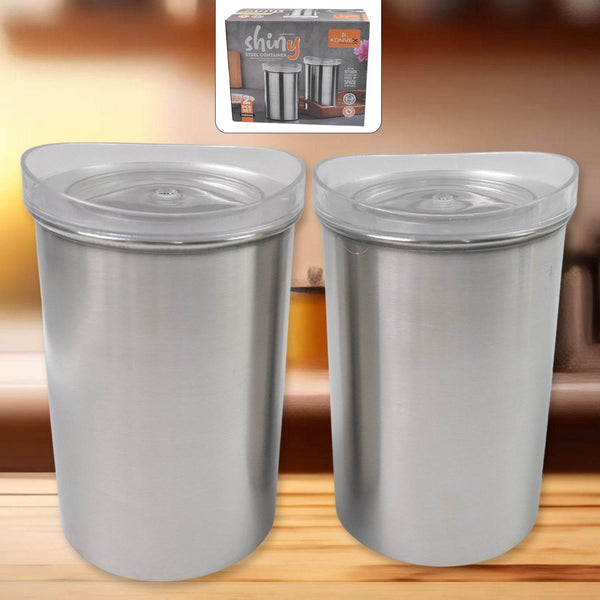 Multipurpose Stainless Steel Airtight Containers with See Through Lid (2 Pc Set / 1000 ML) - dailyneed.life