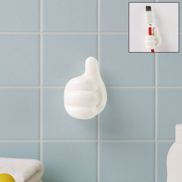 White Multifunctional Multi functional Hand Shape Wall Clip Hanger Keys Cable Holder - dailyneed.life
