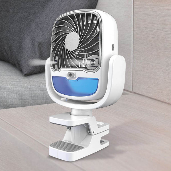 Air Portable Fan, Grip Go 3 Speed Small Fan, Great Stroller Fan, Travel or Desk Fan, Cordless Personal Evaporative Air Cooler, Universal Clamp for Indoor & Outdoor Use, 360 Degree Head Swivel, LED Color Changing Light - dailyneed.life