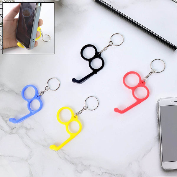 2-in-1 Plastic Dual-Finger Mobile Stand cum Keyring (1 Pc, Mixed Color) - dailyneed.life