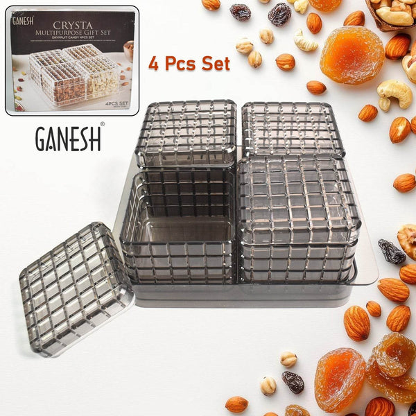 Ganesh Multipurpose Gift Set, Dry fruit (4 Pcs Set / With Tray) - dailyneed.life