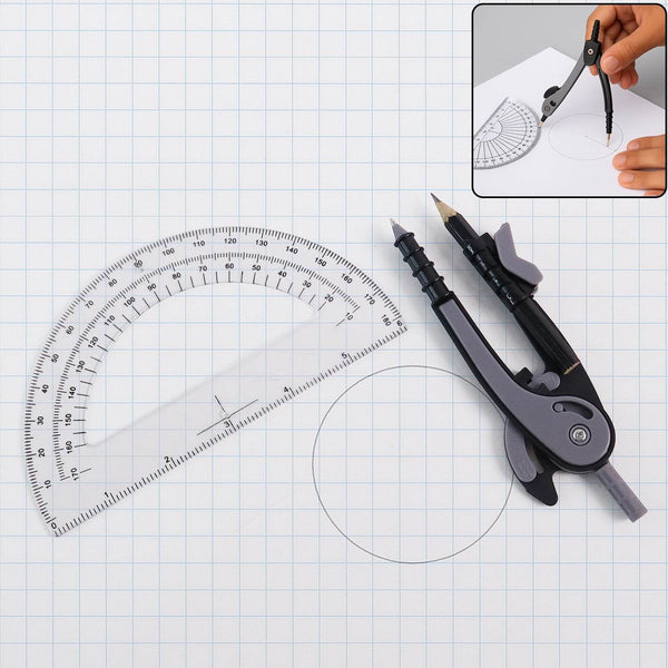 2-Piece Geometry Protractor Set with Lock and Transparent Protractor - dailyneed.life