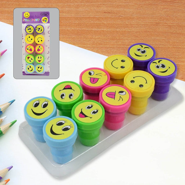Emoticon Stamps 10 pieces in Round Shape Stamp (Multicolor / 10 Pc) - dailyneed.life