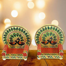 Meenakari Work Laddu Gopal Singhasan / Sihasan for Pooja Mandir Wooden Krishna Ladoo Bal Gopal Sofa Asan, Home Decorative Premium Look Decorative Singhasan Suitable For Home, Office, Restaurant (2 Pc Set) - dailyneed.life