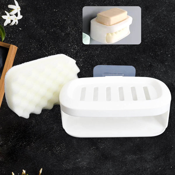 Soap Box With Sponge Dual-use Soap Holder ,Sabudani (2 Pc Set / With Adhesive Hook) - dailyneed.life