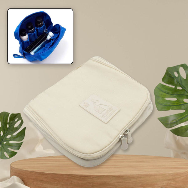 Travel Wash Bag Multi-Functional Waterproof Cosmetic Storage Bag Handheld Foldable Hook Cosmetic Bag with Zipper Closure Handbag Portable Classification Bags (1Pc) - dailyneed.life