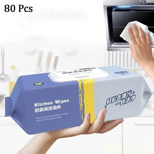 Kitchen Cleaning Wipes | Strong Decontamination Kitchen Wipes | Disposable Kitchen Wet Wipes Household Cloth Towel For Removing Grease Stains And Cleaning Glass (Pack of 80 Pcs) - dailyneed.life