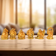 Golden Laughing Buddha Set Of Six Pieces Statue For Happiness, Wealth & Good luck Decor For Wealth and Success (6 Pcs Set) - dailyneed.life