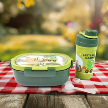 Plastic Lunch Box Leak Proof 3 Compartment with Bottle, Spoon and Fork (1 Set) - dailyneed.life