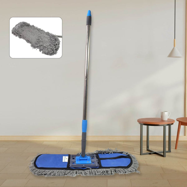 Wet and Dry Cotton Pad Floor Mop with Long Aluminium Handle (1 Pc / Large) - dailyneed.life