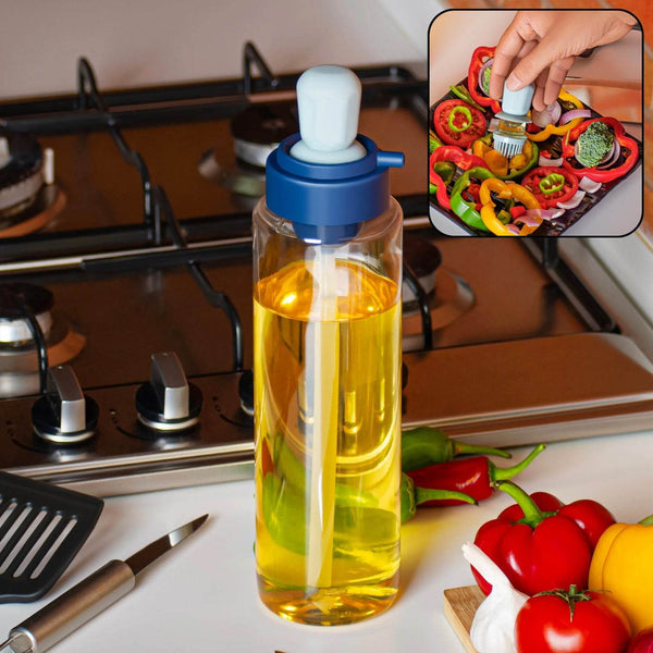 2 in 1 Transparent oilar dispenser with Silicone Oil Dropper Nozzle (1 Pc / With Brush / 1 Ltr.) - dailyneed.life