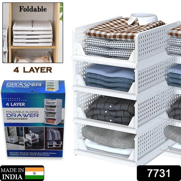 Clothes Organizer 4 layer Drawer for Wardrobe Cupboard Organizer for Clothes Foldable and Stackable Closet Organizer Drawer Organizer for Clothes Multi Purpose Plastic Drawer - dailyneed.life