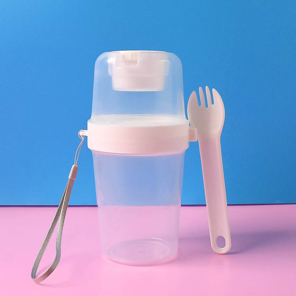 2-Piece Salad Cup Lunch Container with Dressing Storage and Reusable Fork - dailyneed.life