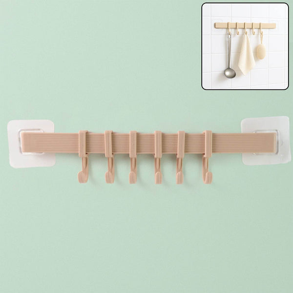 Self-Adhesive 6-Hook Wall Hanging Rack (1 Pc) - dailyneed.life