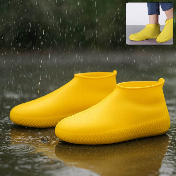 Yellow Non-Slip Silicone Rain Reusable Anti skid Waterproof Fordable Boot Shoe Cover (1 Pair ) - dailyneed.life