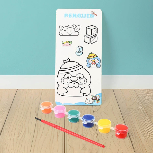 Kids Art Painting Kit Water Color, Cartoon Printed Board & Brush (9 Pcs Set) - dailyneed.life