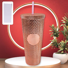 Studded Cup Tumbler Straw Lid - Plastic Double Walled Cold Cup for iced Coffee - dailyneed.life