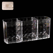 Elegant Crystal-Effect 3-Compartment Acrylic Makeup Brush Holder (1 Pc) - dailyneed.life