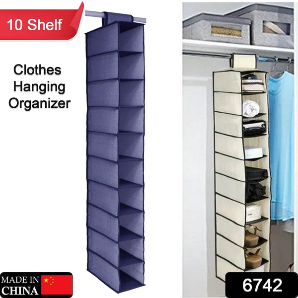 10tier Multipurpose Storage Rack, Foldable, Collapsible Fabric Wardrobe Organiser for Clothes - dailyneed.life