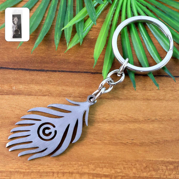 Stylish Stainless Steel Peacock Feather Keychain (1 Pc) - dailyneed.life