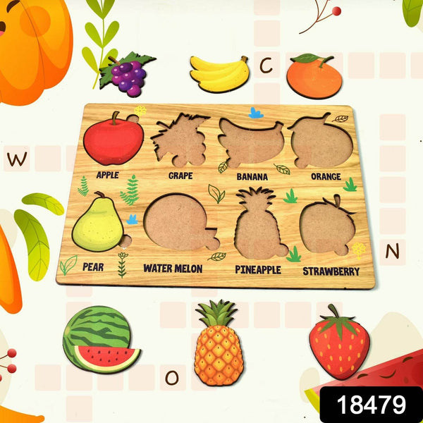 Wooden Fruits Puzzle Learning Educational Board (1 Set / 28×20 Cm) - dailyneed.life