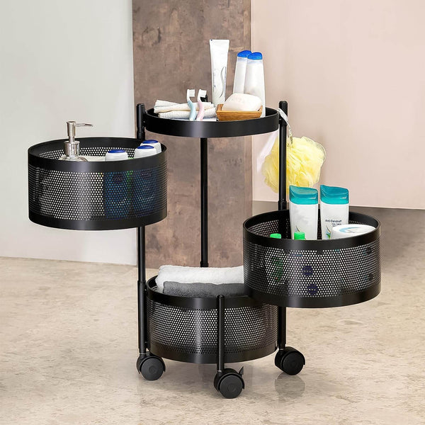 Metal Round High Quality Kitchen Trolley with Wheels (3 Layer / 1 Pc) - dailyneed.life