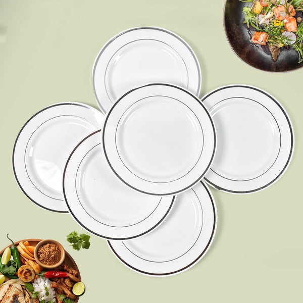 Round Plastic Dinner Plates Wedding Birthday Party Tableware Supplies (6 Pcs Set) - dailyneed.life
