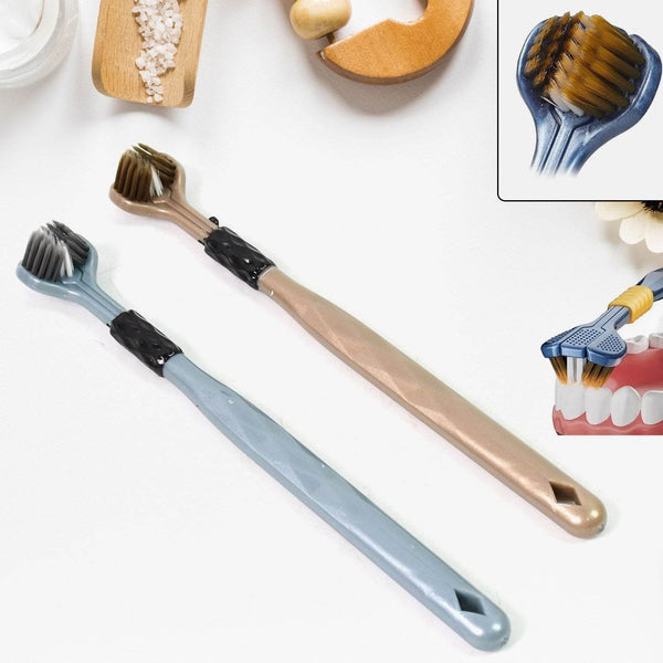 3 Sided Toothbrush, Soft Bristle Toothbrush (2 Pc Set) - dailyneed.life