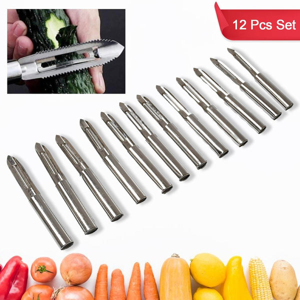 Stainless Steel Peeler Set – Multi-Purpose Handle for Peeling & Shredding (12 Pcs Set) - dailyneed.life