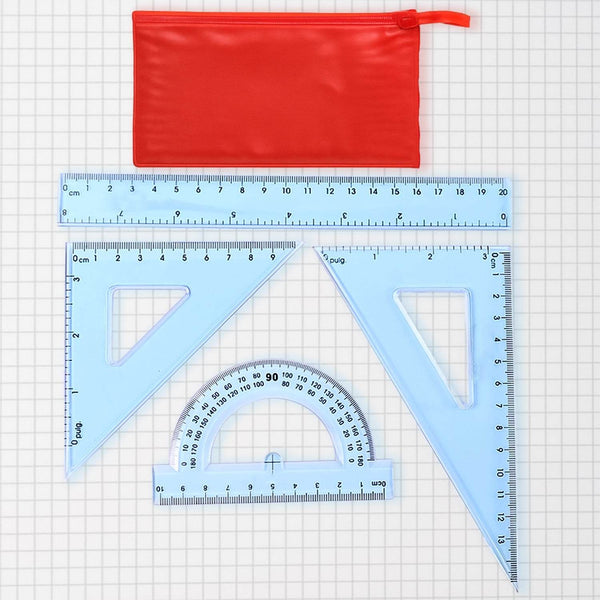 4-Piece Transparent Geometry Instrument Set with Ruler - dailyneed.life