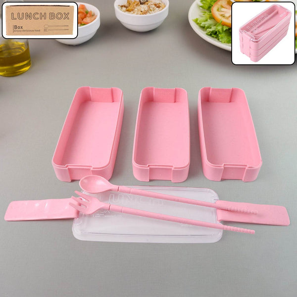 Eco-Friendly 3-Layer Stackable Lunch Box Set with Cutlery - dailyneed.life