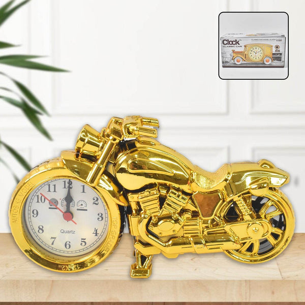 Golden Motorcycle Shape Alarm Clock, Motor Table Clock for Home Decor (1 Pc) - dailyneed.life
