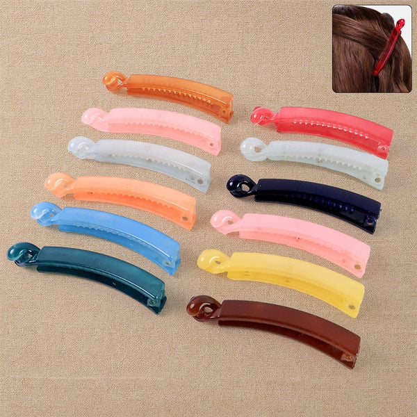 Multicolor Plastic Banana Hair Clips Set (12 Pc) - dailyneed.life