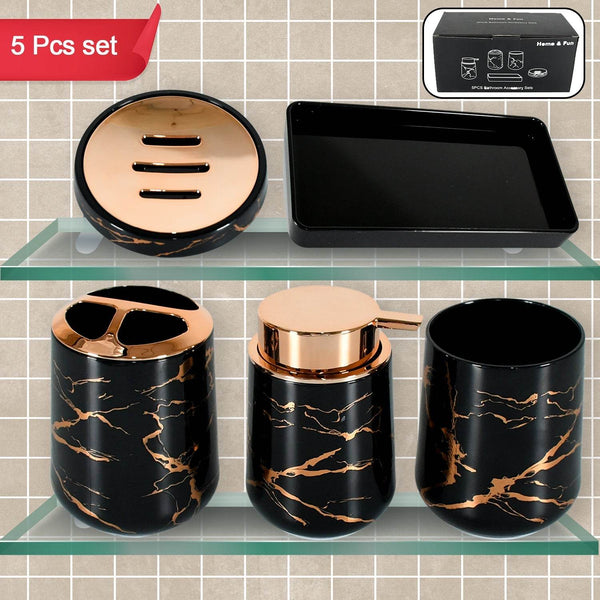Bathroom Accessory Set Bathroom Decor Premium Quality (5 PCS) 1 X Tumbler,1 X Dispenser,1 X Toothbrush Holder, 1 X Soap Dish & 1 X Tray - dailyneed.life