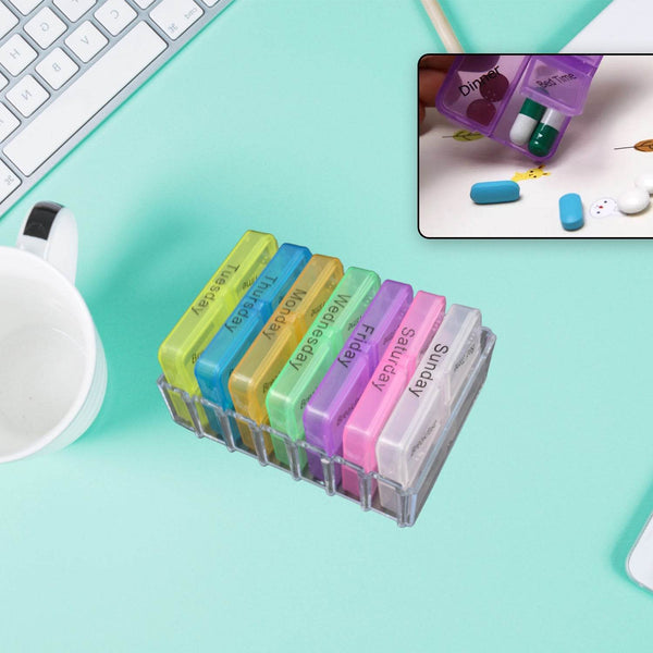 7 Days 4 Times Transparent Medicine Box 28 Grid Portable Large Capacity Travel, Medication Organizer Dispenser Boxes Large Compartments Moisture-Proof Pill Case Medication Reminder Travel - dailyneed.life
