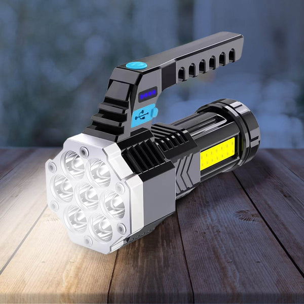 Portable Flashlight / Torch COB 7LED Hand Light USB Rechargeable Light with Side Light (1 Pc) - dailyneed.life