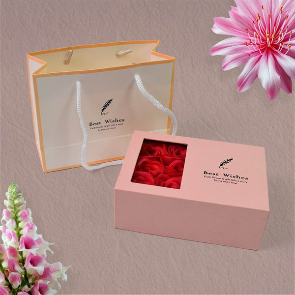 Jewellery Gift Box with Lids & Roses Packaging Box with 6 Roses (1 Set) - dailyneed.life