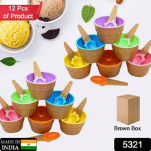 Ice-Cream Waffle Spoon Bowel Cup Set | Premium ice Cream Set | Ice-Cream Bowel with Spoon | 12 units Couple Bowl Set | Brown Box - dailyneed.life