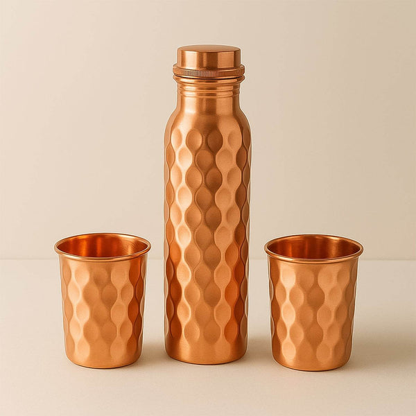 Copper Water Bottle 2 Glasses with Gift Box (3 Pcs Set) - dailyneed.life